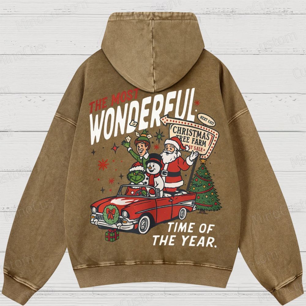 90's Vintage Christmas Movie Washed Hoodies