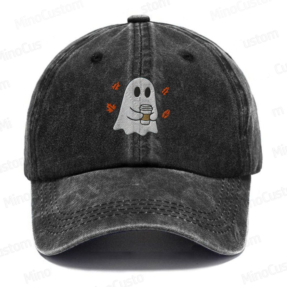 Embroidered Ghost Coffee Lover Washed Cap 