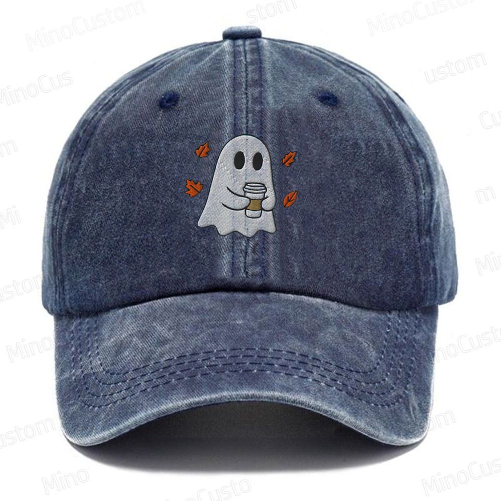 Embroidered Ghost Coffee Lover Washed Cap 