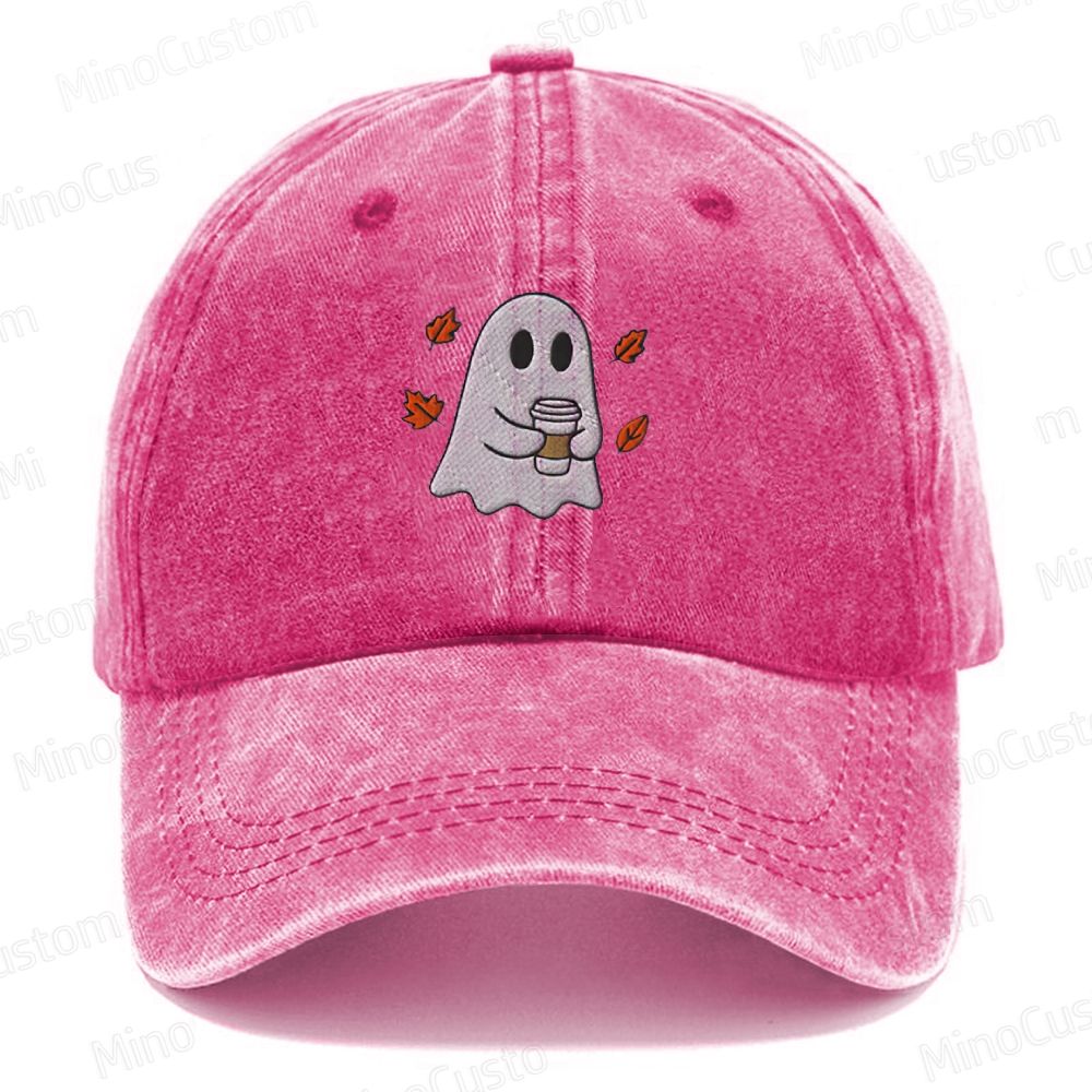Embroidered Ghost Coffee Lover Washed Cap 