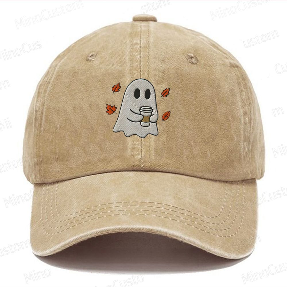 Embroidered Ghost Coffee Lover Washed Cap 