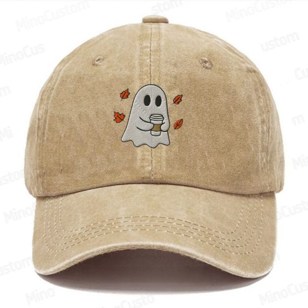 Embroidered Ghost Coffee Lover Washed Cap 