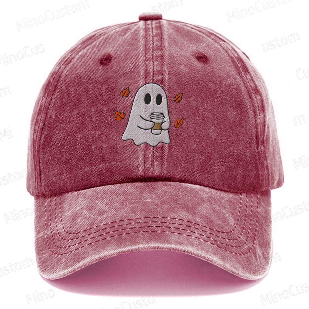 Embroidered Ghost Coffee Lover Washed Cap 