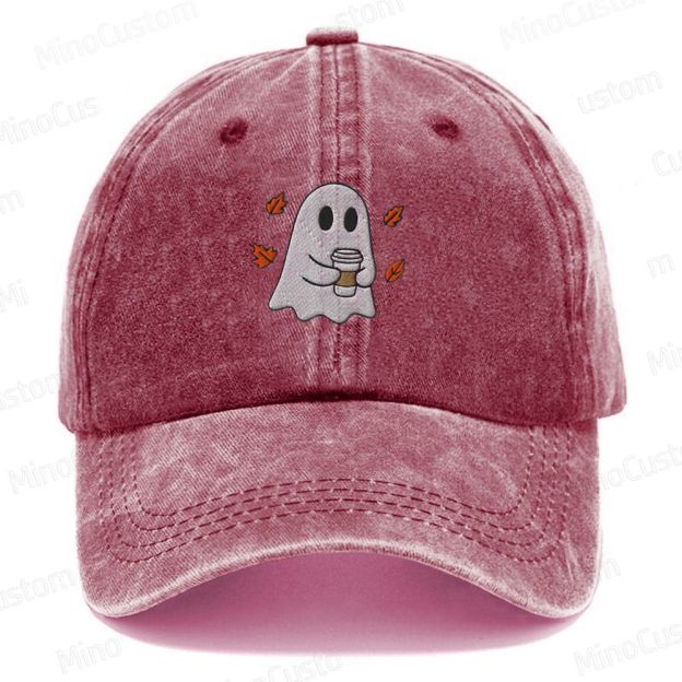 Embroidered Ghost Coffee Lover Washed Cap 