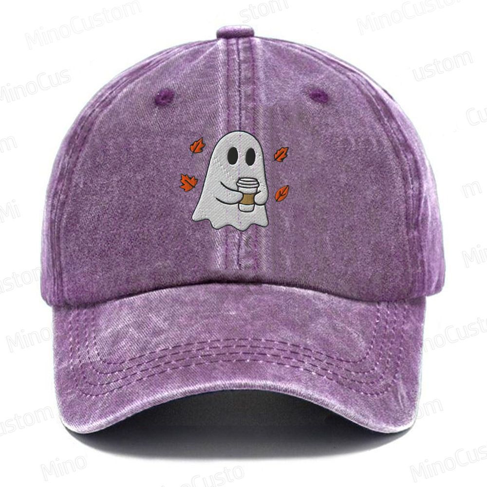 Embroidered Ghost Coffee Lover Washed Cap 