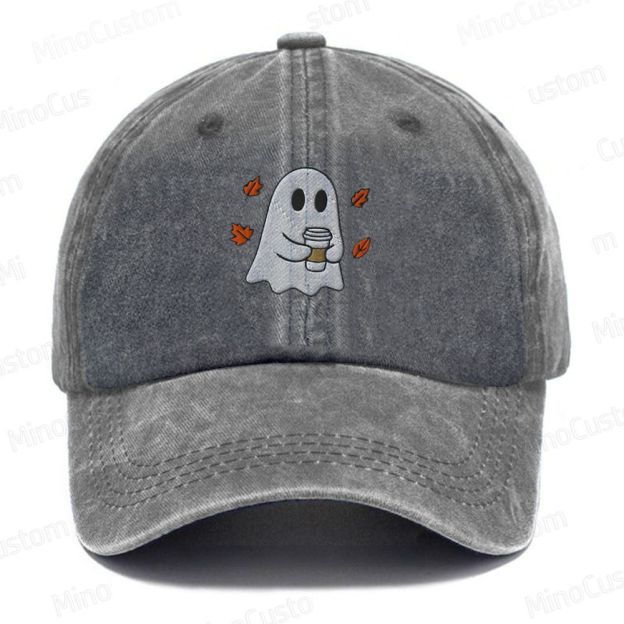 Embroidered Ghost Coffee Lover Washed Cap 