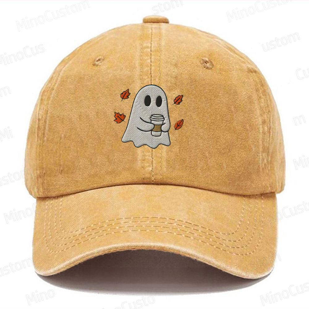 Embroidered Ghost Coffee Lover Washed Cap 