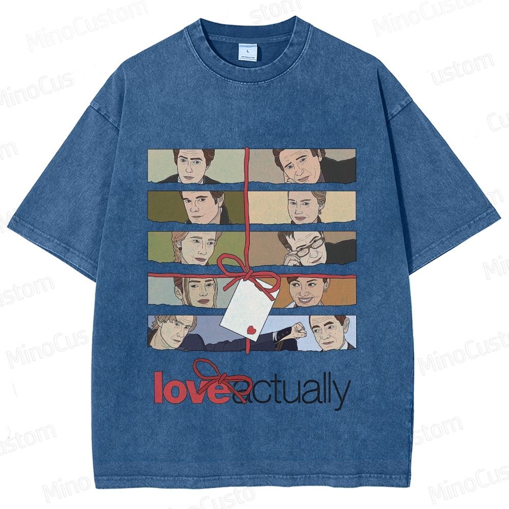 Love Actually Movie Character Printed Washed Vintage Beige Short Sleeve T-Shirt