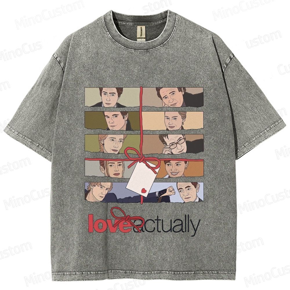 Love Actually Movie Character Printed Washed Vintage Beige Short Sleeve T-Shirt
