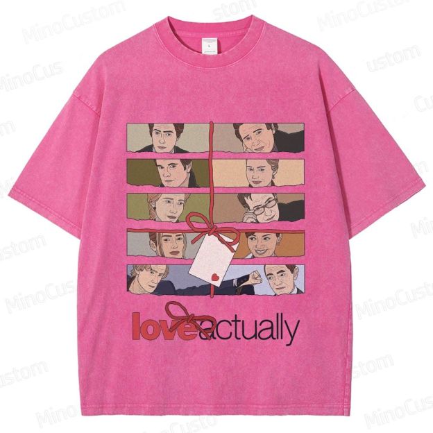 Love Actually Movie Character Printed Washed Vintage Beige Short Sleeve T-Shirt
