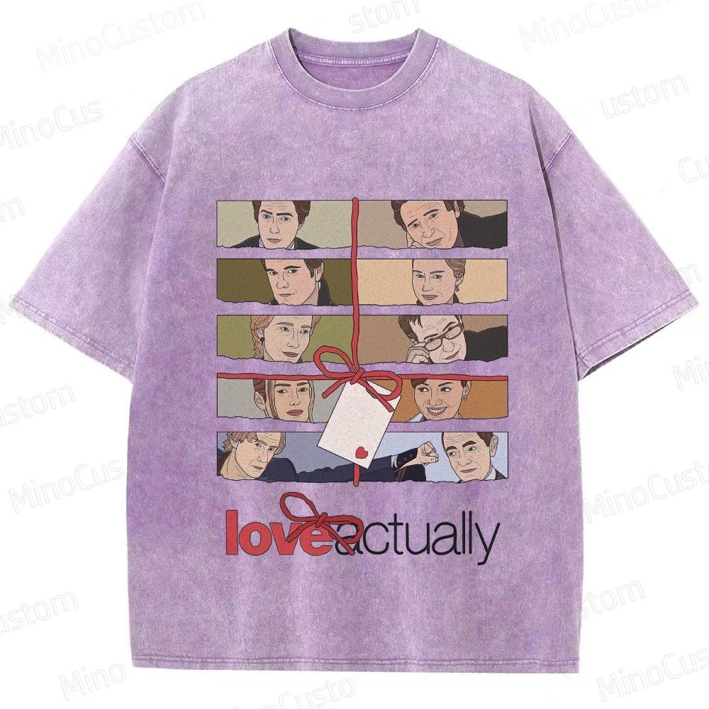 Love Actually Movie Character Printed Washed Vintage Beige Short Sleeve T-Shirt