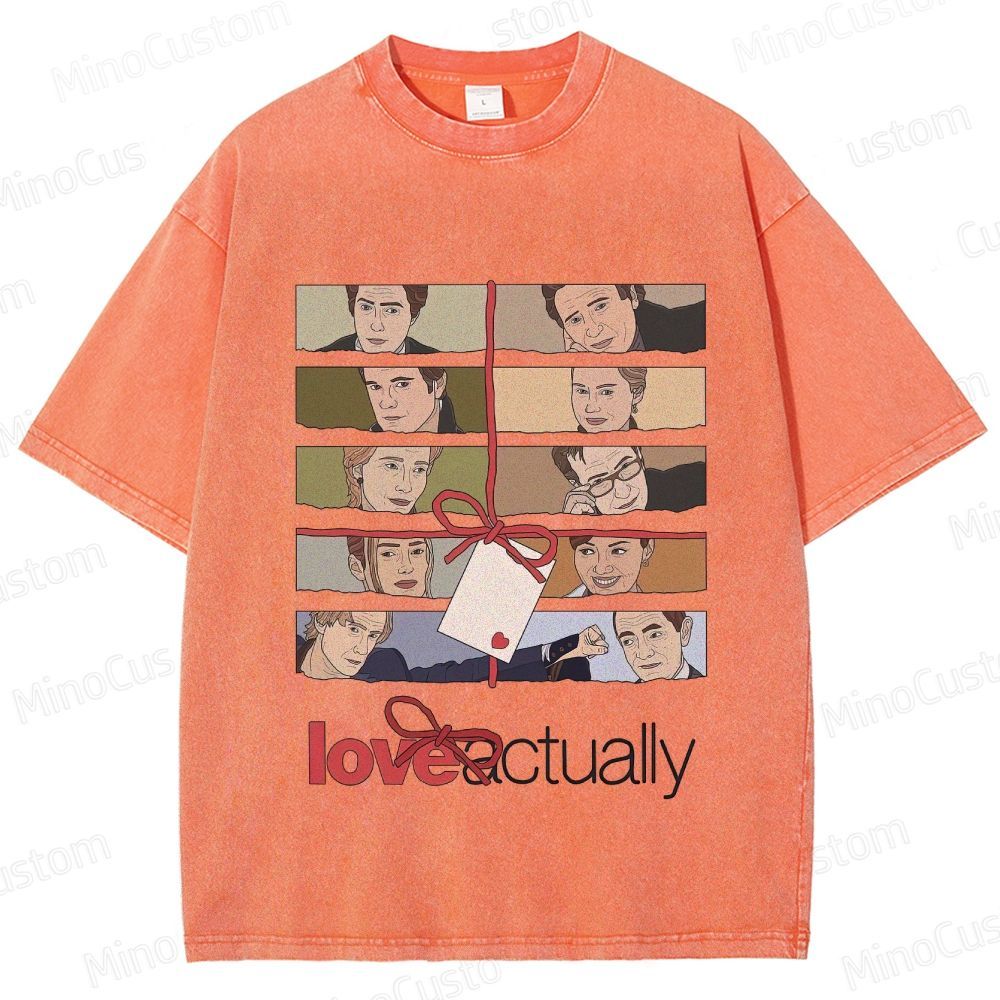Love Actually Movie Character Printed Washed Vintage Beige Short Sleeve T-Shirt