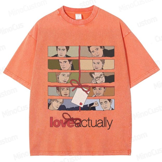 Love Actually Movie Character Printed Washed Vintage Beige Short Sleeve T-Shirt