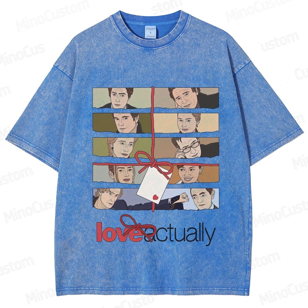 Love Actually Movie Character Printed Washed Vintage Beige Short Sleeve T-Shirt