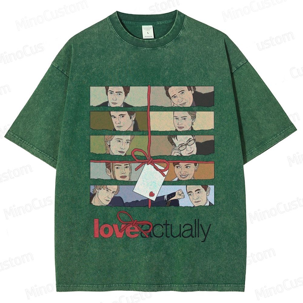Love Actually Movie Character Printed Washed Vintage Beige Short Sleeve T-Shirt