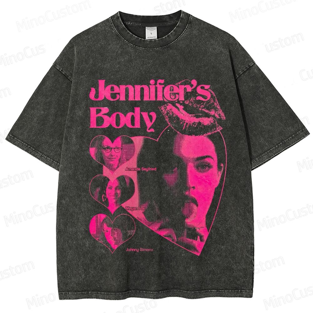 Jennifer’s Body Movie Character Printed Washed Vintage Black Short Sleeve T-Shirt