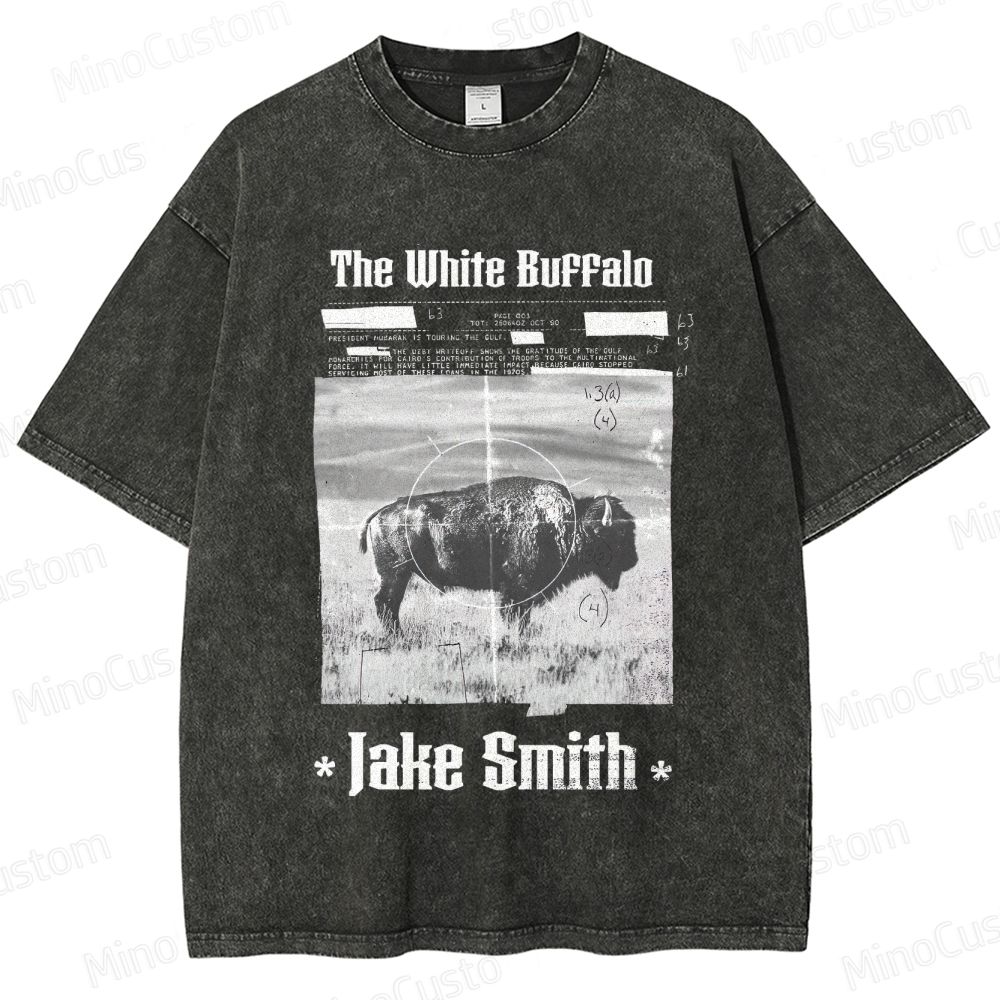 The White Buffalo Movie Printed Washed Vintage Black Short Sleeve T-Shirt