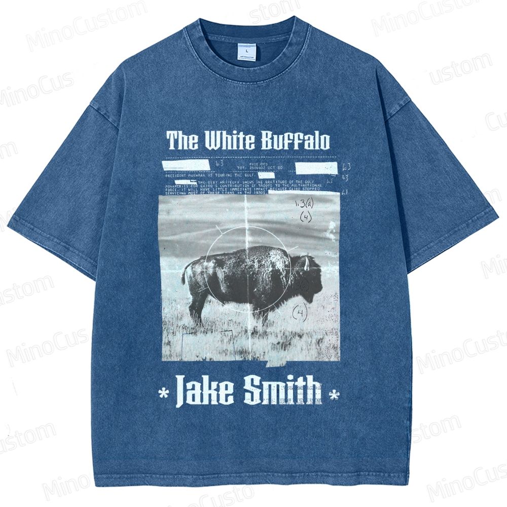The White Buffalo Movie Printed Washed Vintage Black Short Sleeve T-Shirt