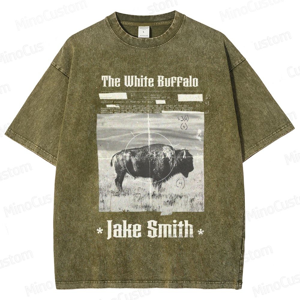 The White Buffalo Movie Printed Washed Vintage Black Short Sleeve T-Shirt
