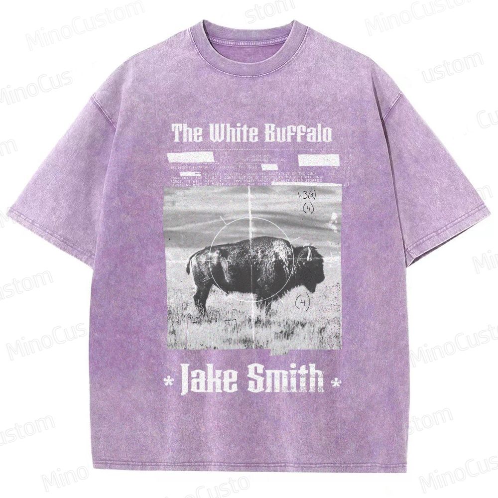 The White Buffalo Movie Printed Washed Vintage Black Short Sleeve T-Shirt