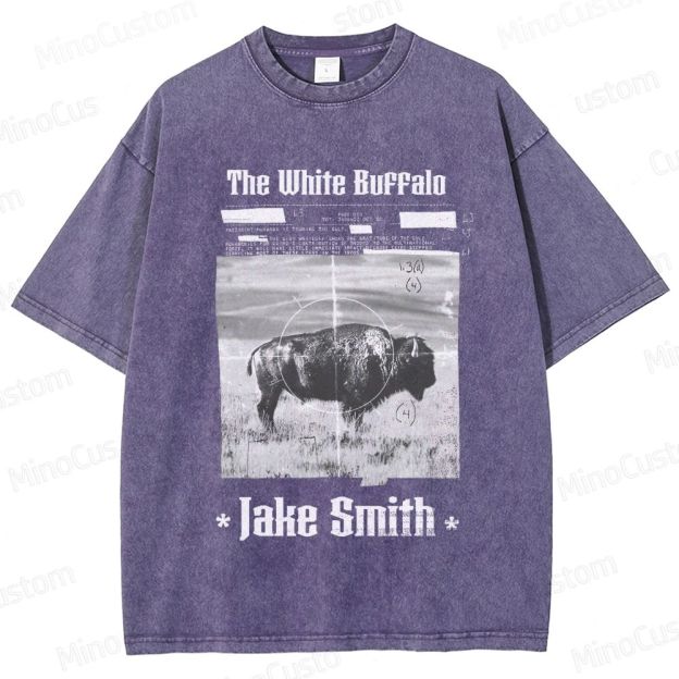 The White Buffalo Movie Printed Washed Vintage Black Short Sleeve T-Shirt