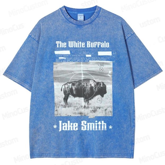 The White Buffalo Movie Printed Washed Vintage Black Short Sleeve T-Shirt
