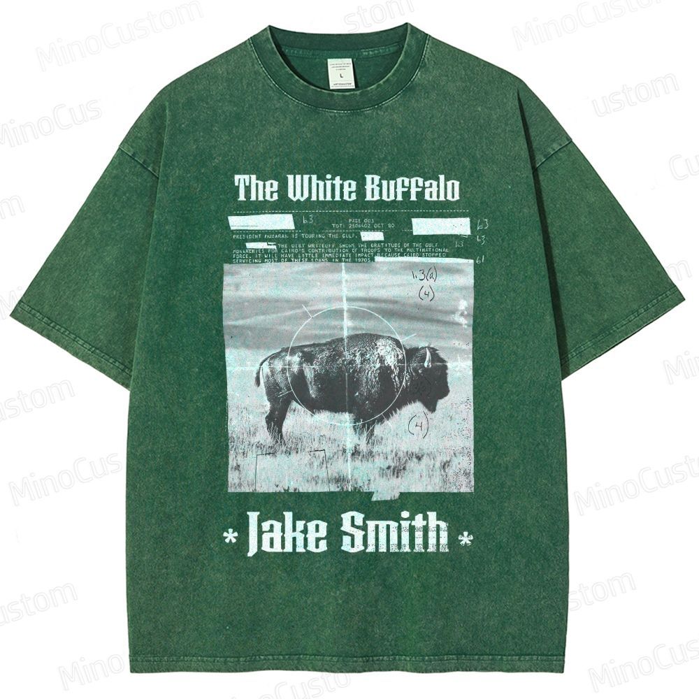 The White Buffalo Movie Printed Washed Vintage Black Short Sleeve T-Shirt