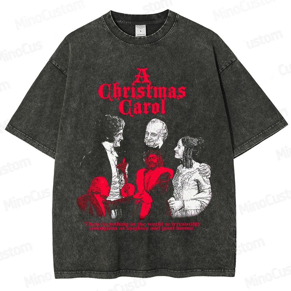 A Christmas Carol Retro Holiday Drama Graphic Washed Vintage T-Shirt