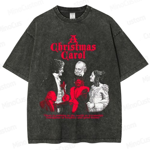 A Christmas Carol Retro Holiday Drama Graphic Washed Vintage T-Shirt