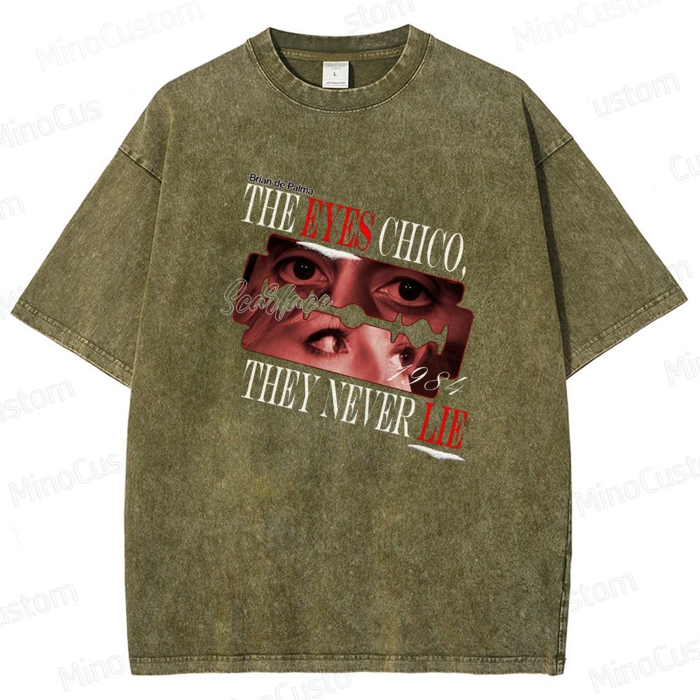 Scarface Movie Quote Printed Washed Vintage Black Short Sleeve T-Shirt