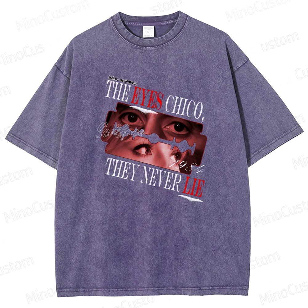 Scarface Movie Quote Printed Washed Vintage Black Short Sleeve T-Shirt