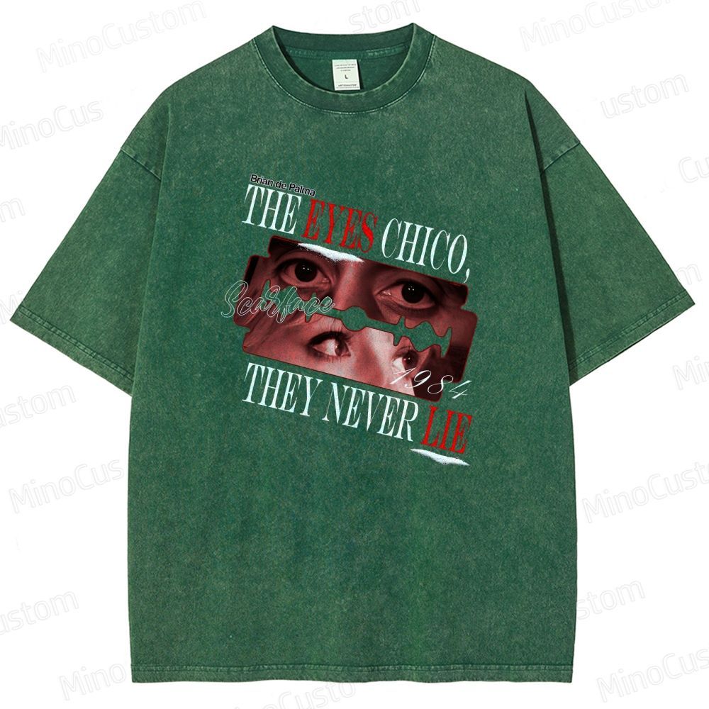 Scarface Movie Quote Printed Washed Vintage Black Short Sleeve T-Shirt