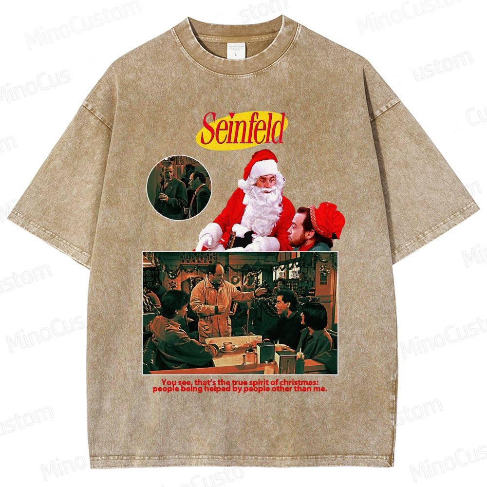 Seinfeld Retro Comedy TV Christmas Graphic Washed Vintage T-Shirt