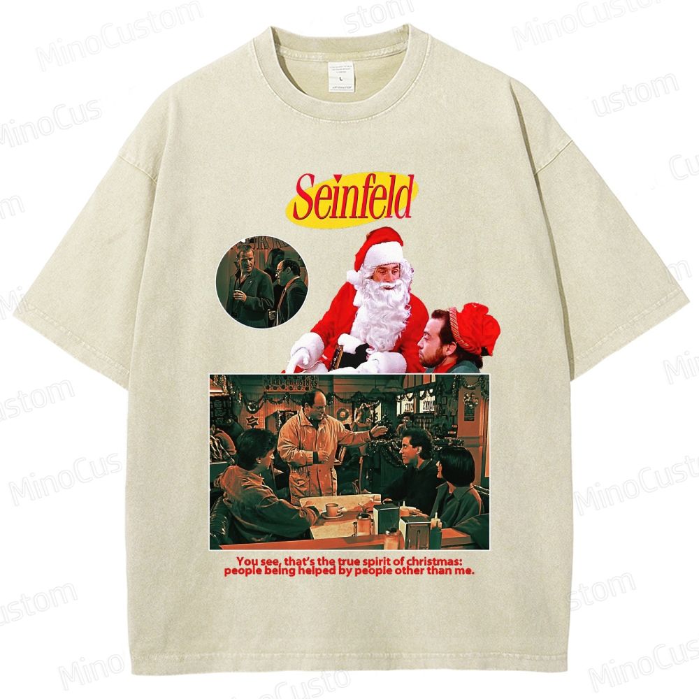 Seinfeld Retro Comedy TV Christmas Graphic Washed Vintage T-Shirt