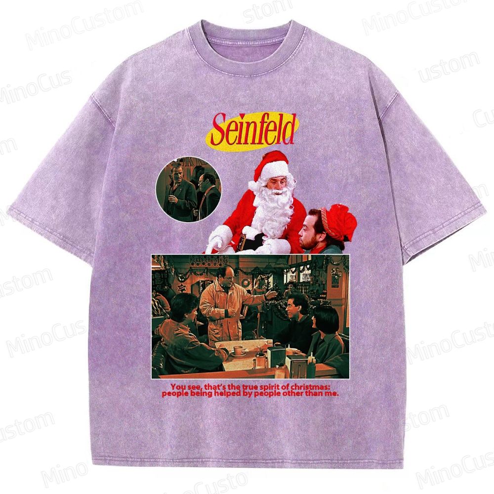 Seinfeld Retro Comedy TV Christmas Graphic Washed Vintage T-Shirt