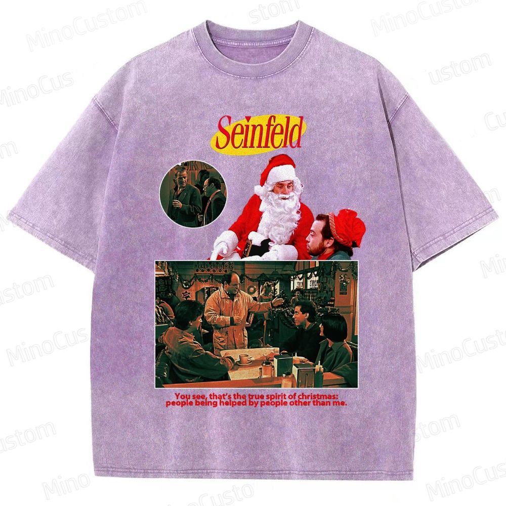 Seinfeld Retro Comedy TV Christmas Graphic Washed Vintage T-Shirt