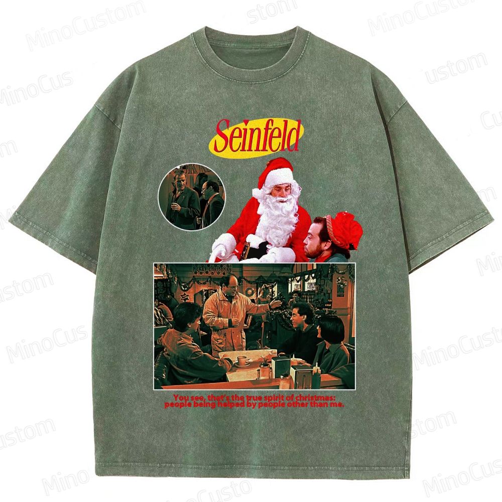 Seinfeld Retro Comedy TV Christmas Graphic Washed Vintage T-Shirt