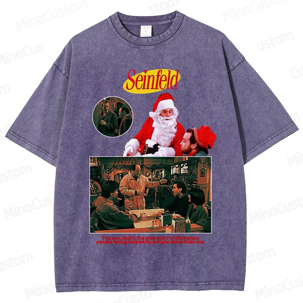 Seinfeld Retro Comedy TV Christmas Graphic Washed Vintage T-Shirt