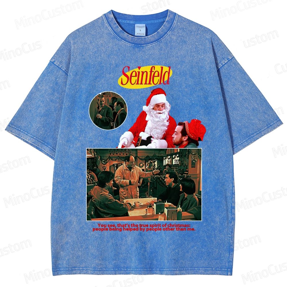 Seinfeld Retro Comedy TV Christmas Graphic Washed Vintage T-Shirt