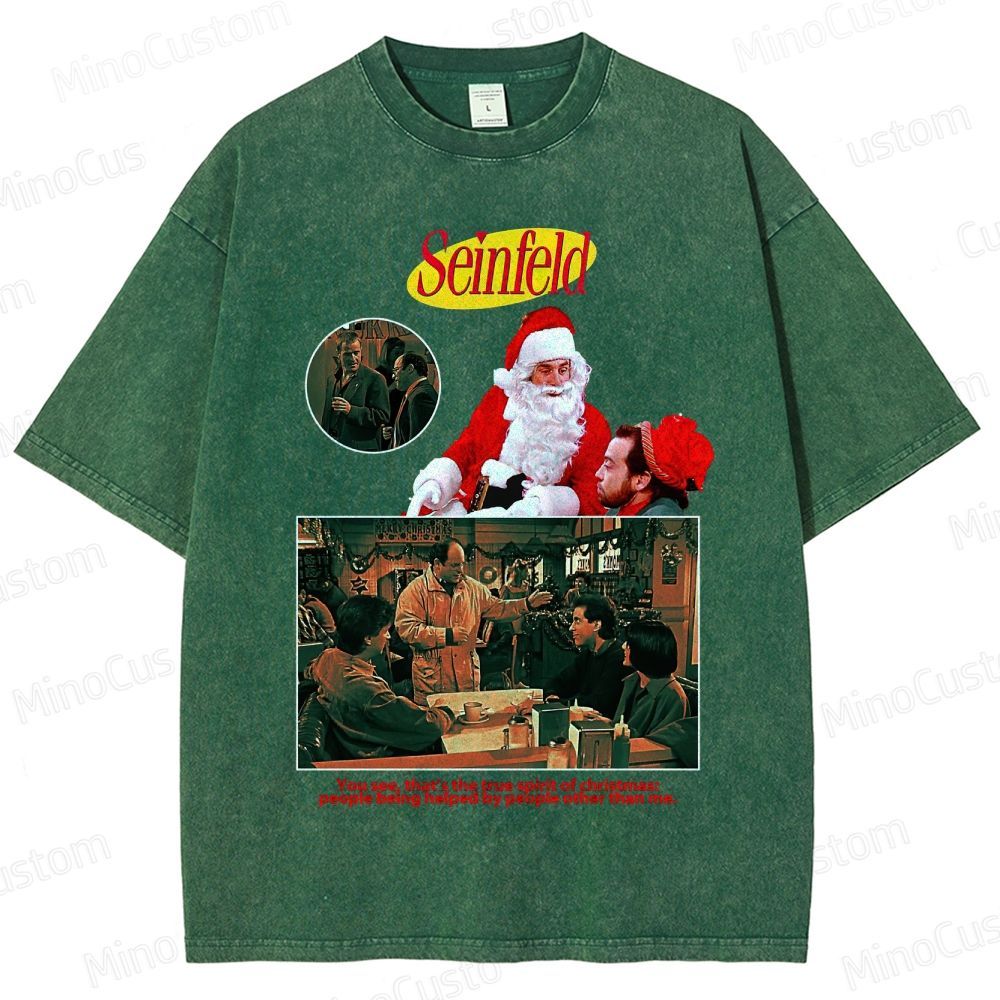 Seinfeld Retro Comedy TV Christmas Graphic Washed Vintage T-Shirt