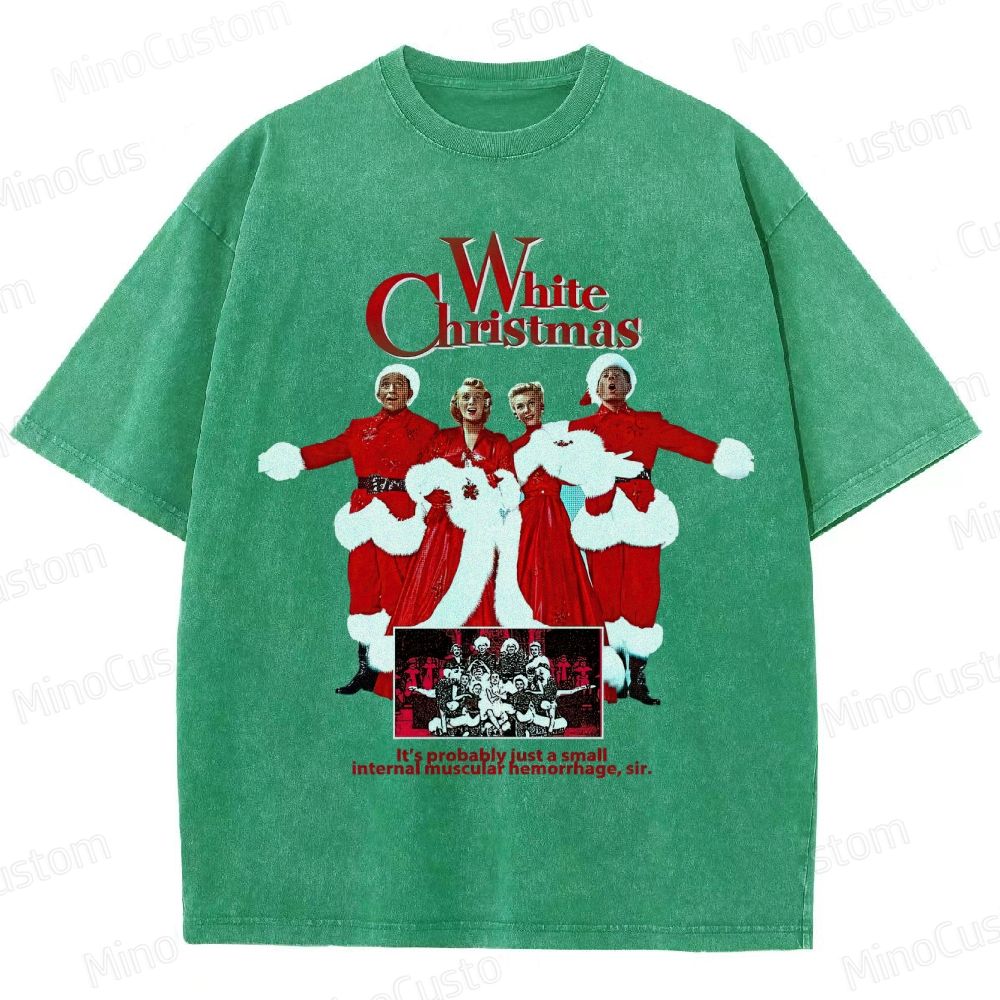 White Christmas Retro Musical Comedy Christmas Graphic Washed Vintage T-Shirt