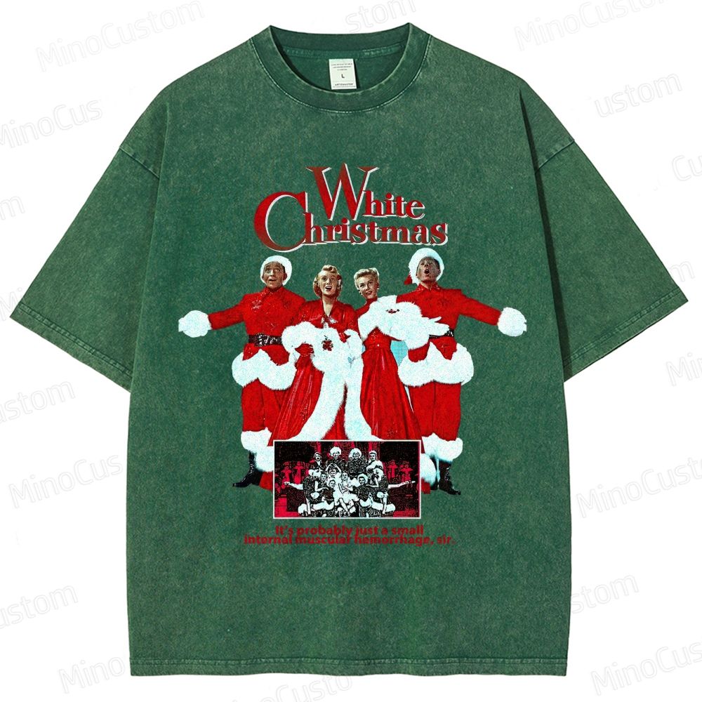 White Christmas Retro Musical Comedy Christmas Graphic Washed Vintage T-Shirt