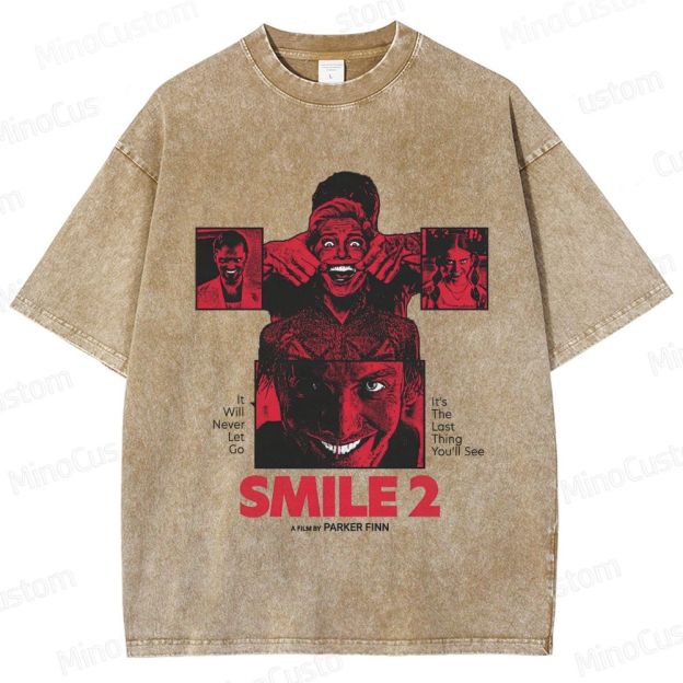 Smile 2 Retro Psychological Horror Graphic Washed Vintage T-Shirt