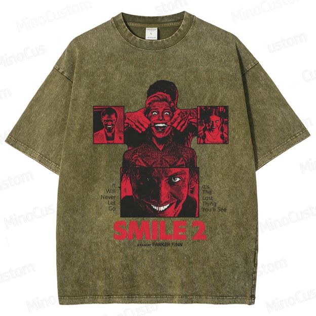 Smile 2 Retro Psychological Horror Graphic Washed Vintage T-Shirt