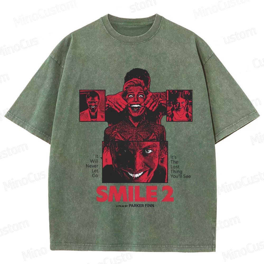Smile 2 Retro Psychological Horror Graphic Washed Vintage T-Shirt