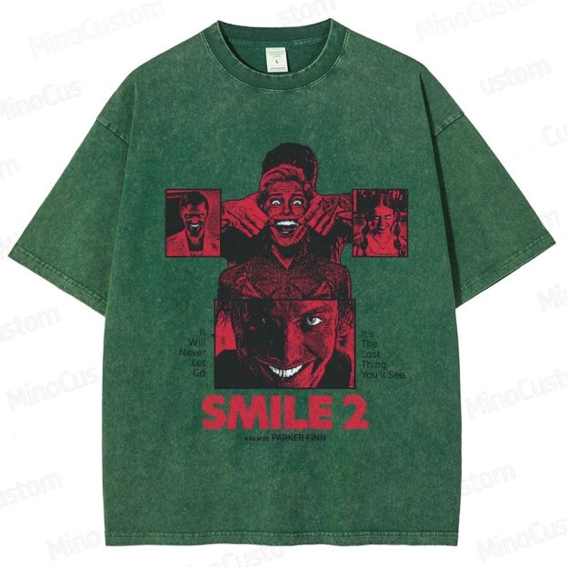 Smile 2 Retro Psychological Horror Graphic Washed Vintage T-Shirt