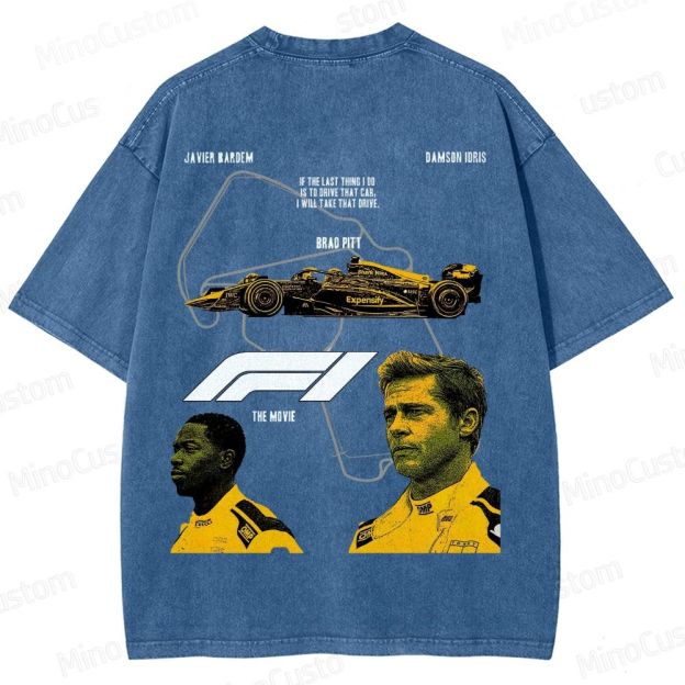 Formula 1: The Movie Retro Racing Drama Graphic Washed Vintage T-Shirt