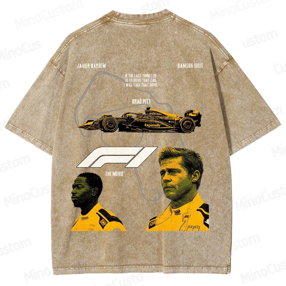 Formula 1: The Movie Retro Racing Drama Graphic Washed Vintage T-Shirt