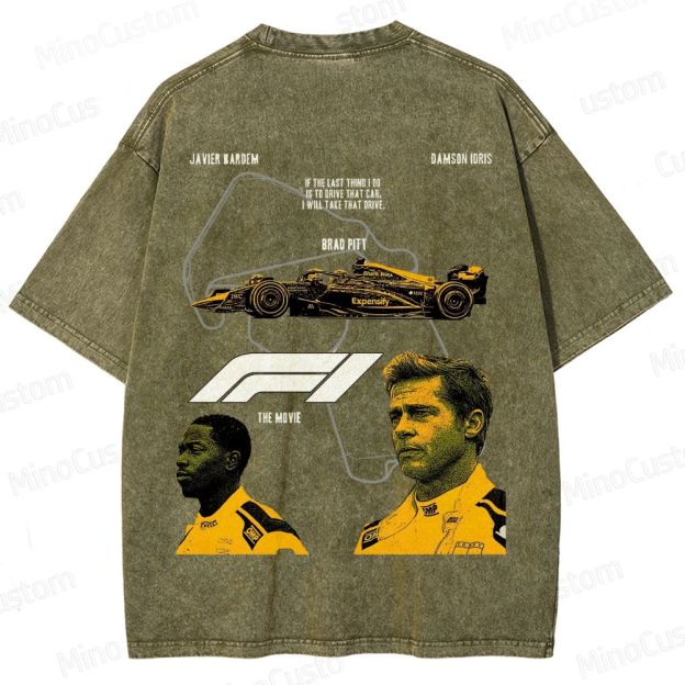 Formula 1: The Movie Retro Racing Drama Graphic Washed Vintage T-Shirt