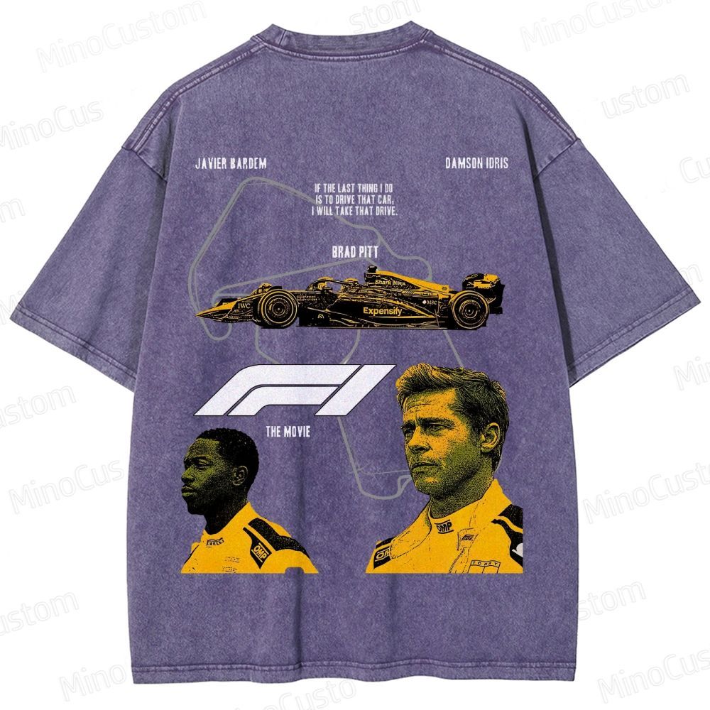 Formula 1: The Movie Retro Racing Drama Graphic Washed Vintage T-Shirt